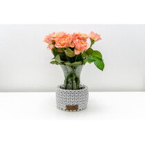 Háčkovaný obal na vázu 13x9cm - šedá jasná
