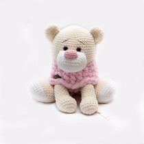 Pyžámkožrout medvídek - smetanový s růžovou 60 cm