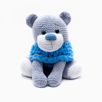 Pyžámkožrout medvídek - světle šedý s modrou 60 cm